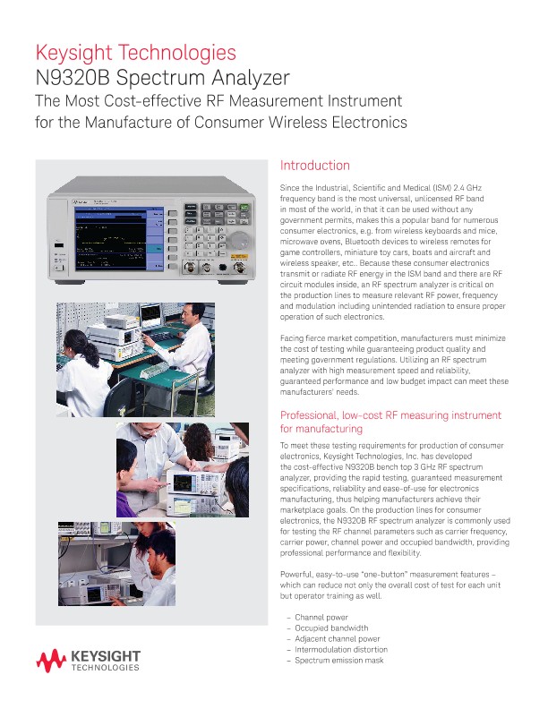 N9320B Spectrum Analyzer PDF Asset Page Keysight